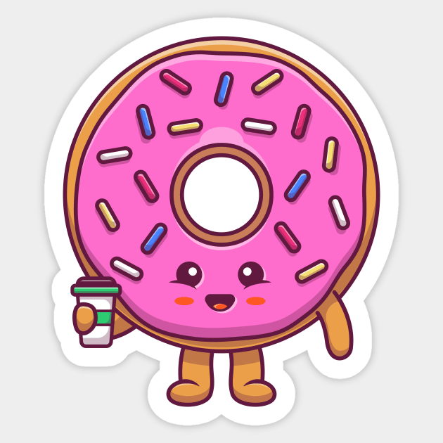 Cute Donut Holding Coffee Sticker by Catalyst Labs